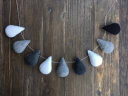 Monochrome Wool Felt Raindrop Garland, Scandi Baby Nursery Decor - thumbnail 1