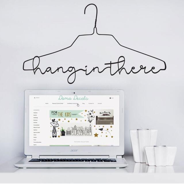 Hang in There Pun Vinyl Wall Decal - Motivational Dorm & Home Decor - image 1