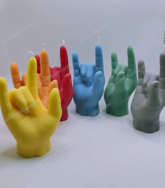 Rock Hand Candle Devil Horn Gesture, Music Decor - image 1