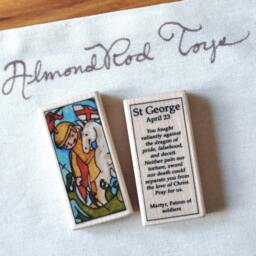 st George Patron Saint Block With Gift Bag // Patron Of Soldiers Catholic Toys By Almondrod - thumbnail 2