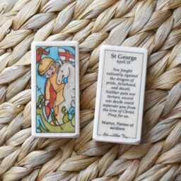 st George Patron Saint Block With Gift Bag // Patron Of Soldiers Catholic Toys By Almondrod