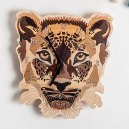Wooden Leopard Bedroom Wall Clock - Wood Animal Children's Nursery Art - thumbnail 2