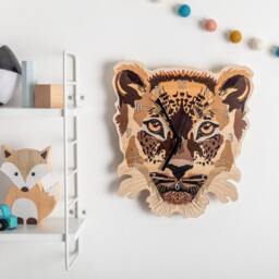Wooden Leopard Bedroom Wall Clock - Wood Animal Children's Nursery Art - thumbnail 3