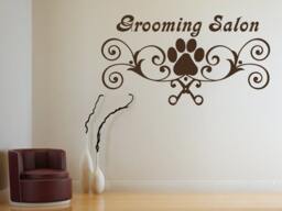Wall Decals Grooming Salon Decal Trail Paw Print Scissors Vinyl Sticker Pet Shop Home Decor Art Mural Ms535 - thumbnail 1