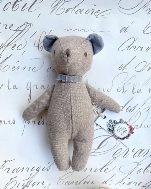Vintage Style Tweed Bear Toy. First Birthday Gift. Teddie For Boys & Girls. Baby Shower Toy - image 1