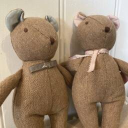 Vintage Style Tweed Bear Toy. First Birthday Gift. Teddie For Boys & Girls. Baby Shower Toy - thumbnail 3