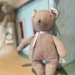 Vintage Style Tweed Bear Toy. First Birthday Gift. Teddie For Boys & Girls. Baby Shower Toy - thumbnail 4