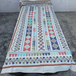 Hand-Embroidered Suzani Quilt - Cotton Folk Textile, Colorful Bohemian Throw Blanket, Reversible Bedspread - thumbnail 2