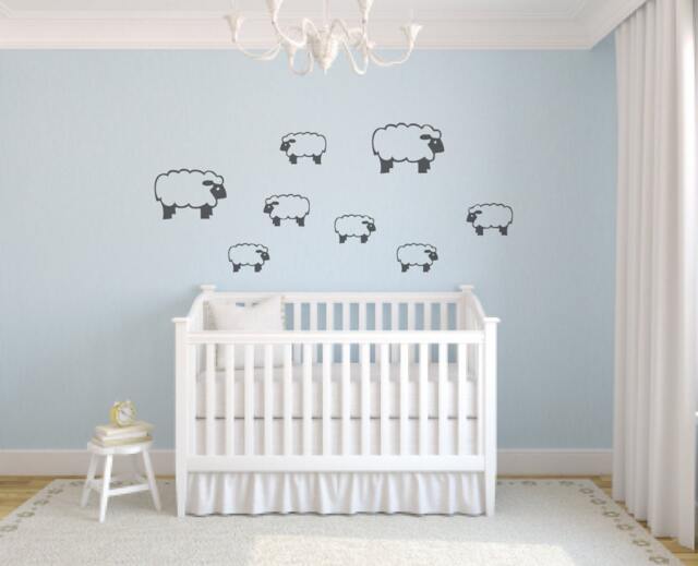 Set Of 8 Sheep Wall Decal Sticker Kids Bedroom Nursery Counting Decorative Farm Animal - image 1