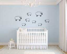 Set Of 8 Sheep Wall Decal Sticker Kids Bedroom Nursery Counting Decorative Farm Animal - thumbnail 1