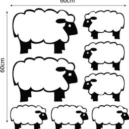 Set Of 8 Sheep Wall Decal Sticker Kids Bedroom Nursery Counting Decorative Farm Animal - thumbnail 2
