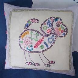Glitter Dog Silk Cushion Cover Mexican Art Style, Lilac & Mauve - thumbnail 2