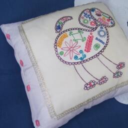 Glitter Dog Silk Cushion Cover Mexican Art Style, Lilac & Mauve - thumbnail 3