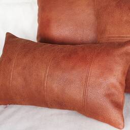 Anthracite Vegan Leather Pillow With Decorative Stitches - thumbnail 3