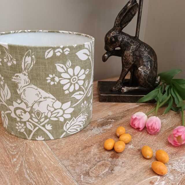Hare Lampshade Moss Green Country Floral Shade - image 1