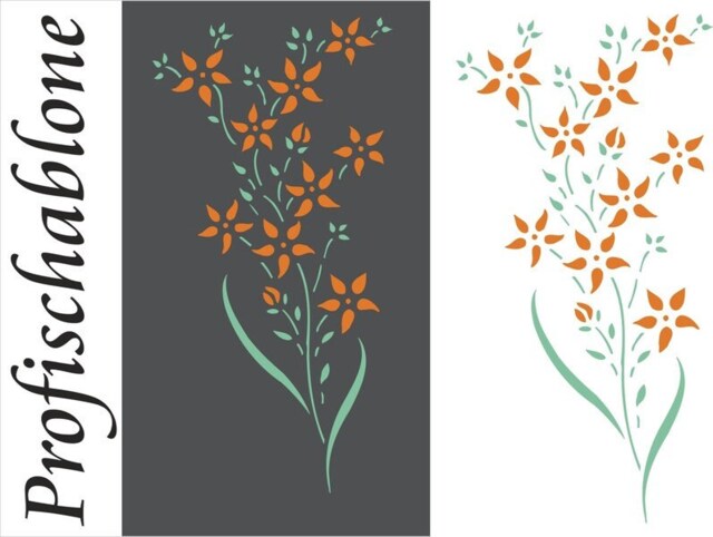 Stencil, Stencils, Flower Stencil, Stencil Painting, Wall Decoration, - Bouquet Of Flowers - Motif Sizes 30 X 15 cm, 60 90 45 cm
