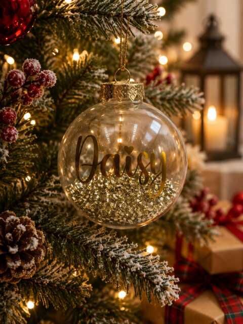Personalised Christmas Bauble/Memorial Tree Decoration Name Ornament Gift - image 1