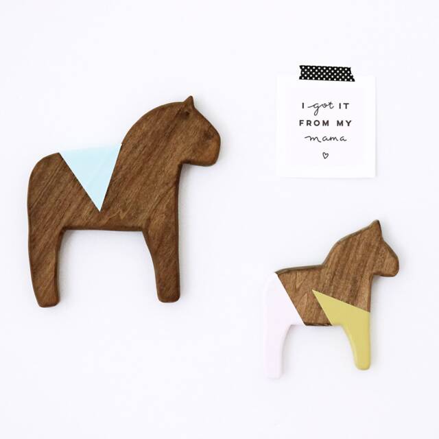 Dala Horse Wall Decor, Stained Wooden Swedish Horse, Light Blue Geometric, Animal Silhouette, Minimal Scandinavian Wall Art, Gift D177 - image 1