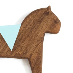 Dala Horse Wall Decor, Stained Wooden Swedish Horse, Light Blue Geometric, Animal Silhouette, Minimal Scandinavian Wall Art, Gift D177 - thumbnail 2