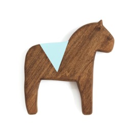 Dala Horse Wall Decor, Stained Wooden Swedish Horse, Light Blue Geometric, Animal Silhouette, Minimal Scandinavian Wall Art, Gift D177 - thumbnail 3