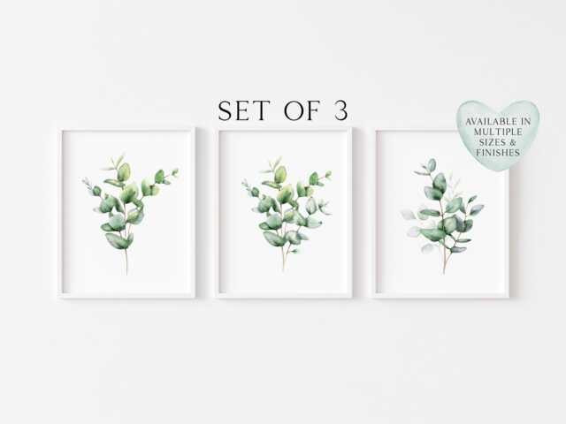 Eucalyptus Wall Art Prints Botanical Home Decor Set Of 3 - Unframed - image 1