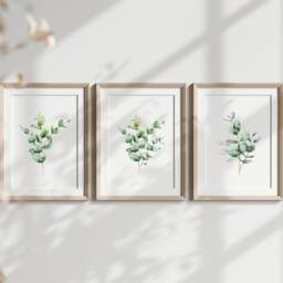 Eucalyptus Wall Art Prints Botanical Home Decor Set Of 3 - Unframed - thumbnail 3