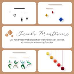Montessori Mobile Set Of 4 - Munari, Gobbi, Octahedron & Dancers For Newborn Visual Development Nursery Decor - thumbnail 1