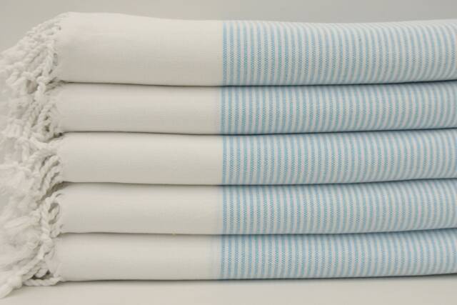 Turquoise Striped Towel, Cotton Towel, Towels, 40''x70'', Turkish Towel, Peshtemal, Turkish Bath Towel, Turkish Towel, B1-Gelinteli - image 1
