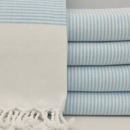 Turquoise Striped Towel, Cotton Towel, Towels, 40''x70'', Turkish Towel, Peshtemal, Turkish Bath Towel, Turkish Towel, B1-Gelinteli - thumbnail 2