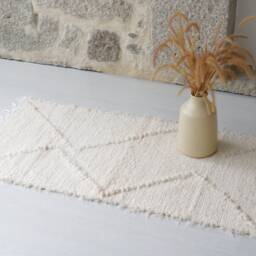 Small Cream Rug 50x100 cm, Shower Rug, Bathroom Bedside Kitchen Art Design Tapis ??cru, Contemporary - thumbnail 3