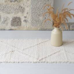 Small Cream Rug 50x100 cm, Shower Rug, Bathroom Bedside Kitchen Art Design Tapis ??cru, Contemporary - thumbnail 2