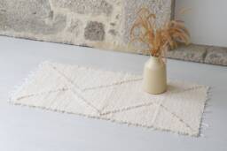 Small Cream Rug 50x100 cm, Shower Rug, Bathroom Bedside Kitchen Art Design Tapis ??cru, Contemporary - thumbnail 1