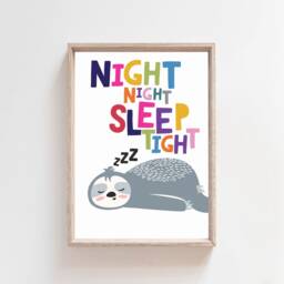 Sloth Nursery Print, Girls Rainbow Colourful Bedroom Decor, Wall Art - thumbnail 2