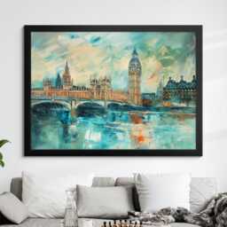 London Big Ben Abstract Oil Painting Framed Print & Canvas Large Sizes Wall Art Poster Travel Home Decor Interior Gift Idea - thumbnail 4