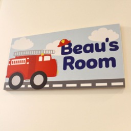 Firetruck Door Sign, Boy's Hanger, Decor, Birthday, Theme, Custom Kids Sign - thumbnail 3
