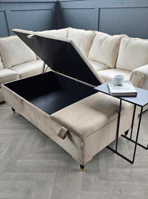 Large Double Lid Storage Footstool Coffee Table Opening Ottoman Bench Seat Pouffe Footrest Window Bay - image 1