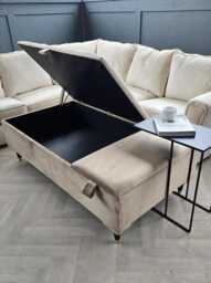 Champagne Ottoman Bench Large Double Lid Storage Coffee Table