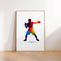 Kickboxing Poster Set - 3 Prints - Mens Boxing Artwork Boy Sport Wall Art Gym Decor Instructor Teacher Gift Watercolour - thumbnail 3
