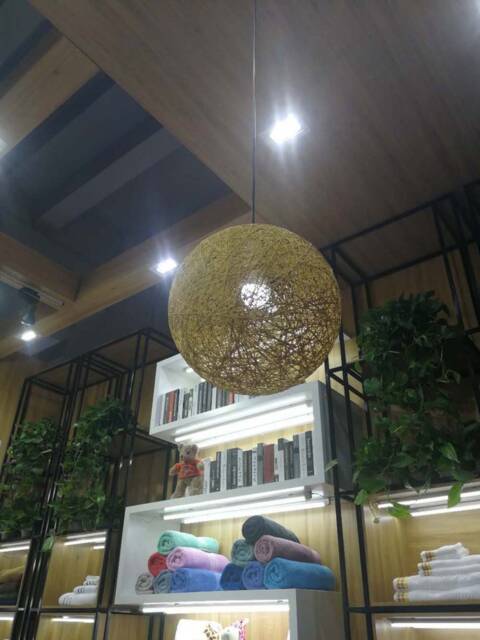 Handwoven Paper Rope Globe Pendant Light - Customizable Colors - image 1