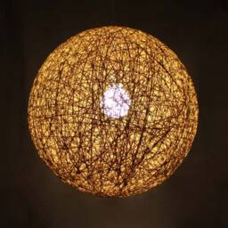 Handwoven Paper Rope Globe Pendant Light - Customizable Colors - thumbnail 3