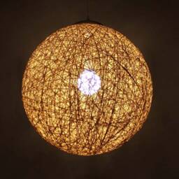 Handwoven Paper Rope Globe Pendant Light - Customizable Colors - thumbnail 2
