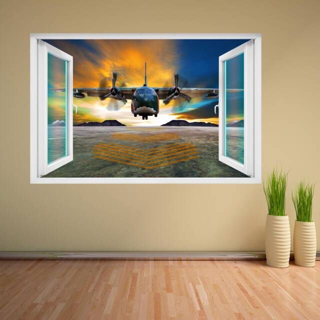 Military Cargo Transport Aircraft Wall Sticker Mural Decal Poster Print Art Kids Bedroom Home Decor Ce1 - image 1