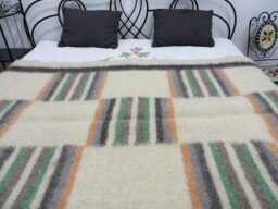 Hand Woven Wool Blanket Twin Bedspread, Sofa Throw, Hutsul Lizhnyk - thumbnail 1