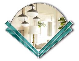 Art Deco Fan Handmade Wall Mirror With Teal Glass
