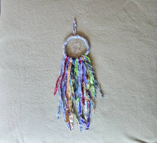 Dream Catcher, Dreamcatcher Denim, Wall Hanging Boho, Southwestern Art, Tribal Home Decor, Fabric Talisman, Spiritual Art Dc11 - image 1