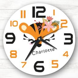 Kids Girls Room Tiger Face Custom Gift Personalised Clock - thumbnail 1
