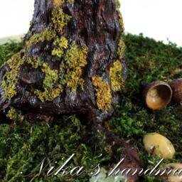 Beaded Artificial Wire Oak Tree - Miniature Beaded Autumn Bonsai Sculpture Woody Plant Copper Of Life - thumbnail 3