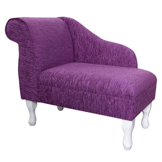 Handmade Compact Chaise Longue Portobello Boucle Thistle Purple Fabric - image 1