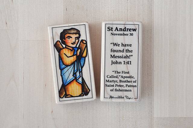 st Andrew Patron Saint Block With Gift Bag // Of Fishermen Catholic Toys By Almondrod - image 1