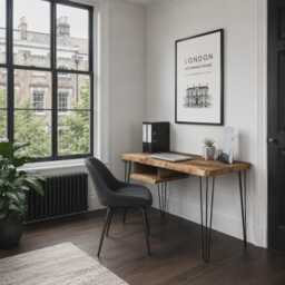 Firsby Live Edge Desk With Shelf Industrial Metal Legs 40mm Thick Rustic Wood - thumbnail 1